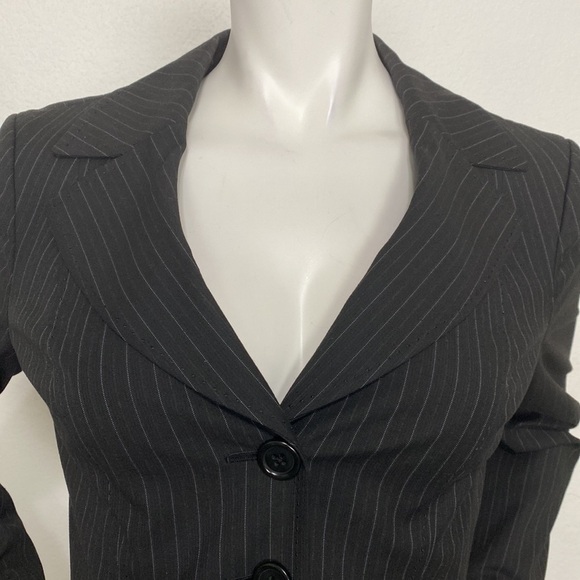 Semantiks Black/White 3 Button Striped Long Sleeve Lapel Blazer Jacket Size 4P - Picture 5 of 8